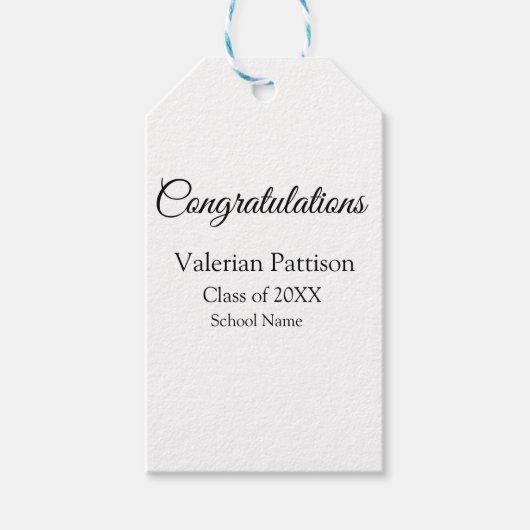 Gefeliciteerd afstuderen voeg schoolnaam eenvoudig cadeaulabel (Voorkant)