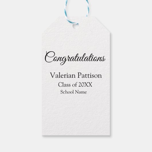 Gefeliciteerd afstuderen voeg schoolnaam eenvoudig cadeaulabel (Achterkant)