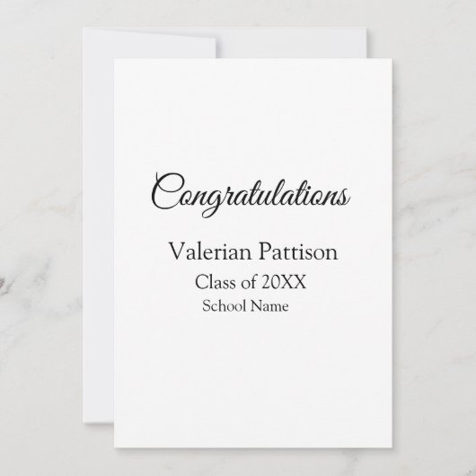 Gefeliciteerd afstuderen voeg schoolnaam eenvoudig feestdagenkaart (Voorkant)