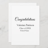 Gefeliciteerd afstuderen voeg schoolnaam eenvoudig feestdagenkaart (Voorkant / Achterkant)