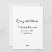 Gefeliciteerd afstuderen voeg schoolnaam eenvoudig feestdagenkaart (Achterkant)