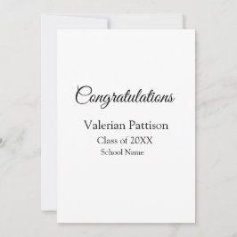 Gefeliciteerd afstuderen voeg schoolnaam eenvoudig feestdagenkaart
