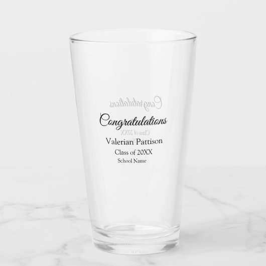 Gefeliciteerd afstuderen voeg schoolnaam eenvoudig glas (Voorkant)