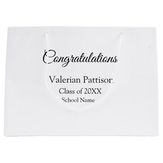 Gefeliciteerd afstuderen voeg schoolnaam eenvoudig groot cadeauzakje (Voorkant)
