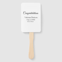 Gefeliciteerd afstuderen voeg schoolnaam eenvoudig handwaaier