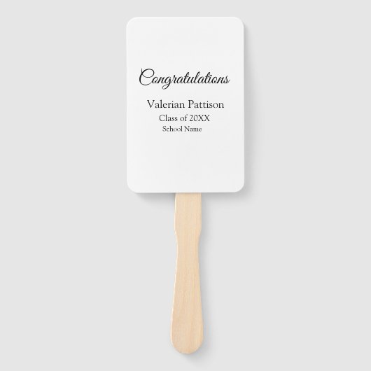 Gefeliciteerd afstuderen voeg schoolnaam eenvoudig handwaaier (Voorkant)