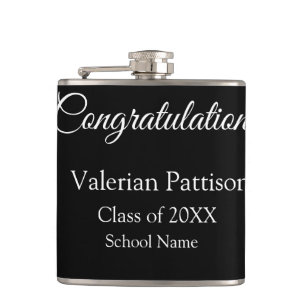 Gefeliciteerd afstuderen voeg schoolnaam eenvoudig heupfles