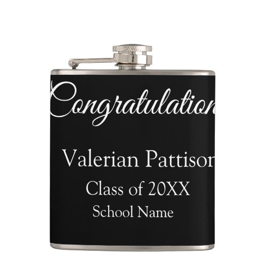 Gefeliciteerd afstuderen voeg schoolnaam eenvoudig heupfles (Voorkant)