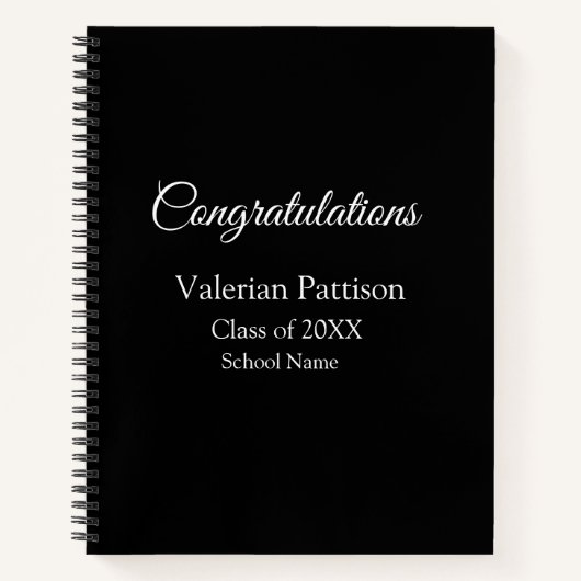 Gefeliciteerd afstuderen voeg schoolnaam eenvoudig notitieboek (Voorkant)
