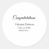 Gefeliciteerd afstuderen voeg schoolnaam eenvoudig ronde sticker (Voorkant)
