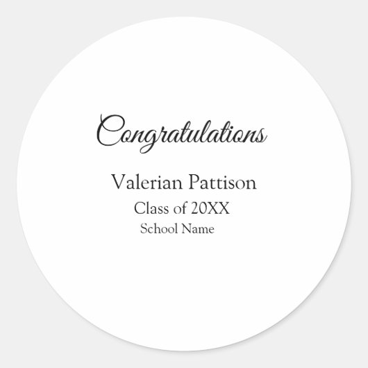 Gefeliciteerd afstuderen voeg schoolnaam eenvoudig ronde sticker (Voorkant)