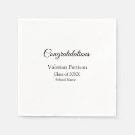 Gefeliciteerd afstuderen voeg schoolnaam eenvoudig servet