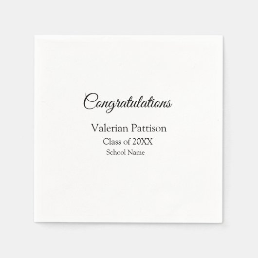 Gefeliciteerd afstuderen voeg schoolnaam eenvoudig servet (Voorkant)