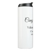 Gefeliciteerd afstuderen voeg schoolnaam eenvoudig thermosbeker (Gedraaid links)