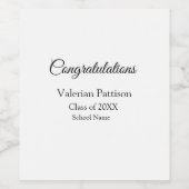 Gefeliciteerd afstuderen voeg schoolnaam eenvoudig wijn etiket (Enkel label)