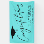 Gefeliciteerd, Afstuderen voor de Black op Aqua Spandoek (Verticaal)
