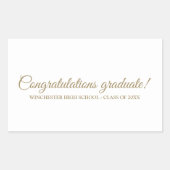 Gefeliciteerd Afstuderen wit goud aangepaste scrip Rechthoekige Sticker (Voorkant)