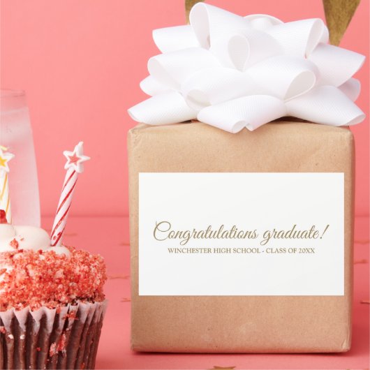 Gefeliciteerd Afstuderen wit goud aangepaste scrip Rechthoekige Sticker (Feest)