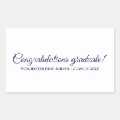 Gefeliciteerd Afstuderen wit navy custom script Rechthoekige Sticker (Voorkant)