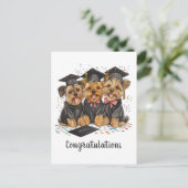 Gefeliciteerd Afstuderen Yorkshire Terrier Dogs Feestdagenkaart (Staand voorkant)