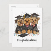 Gefeliciteerd Afstuderen Yorkshire Terrier Dogs Feestdagenkaart (Voorkant / Achterkant)