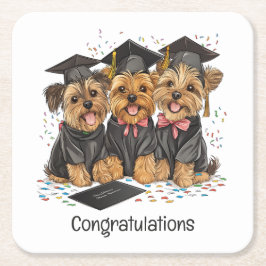 Gefeliciteerd Afstuderen Yorkshire Terrier Dogs Kartonnen Onderzetters