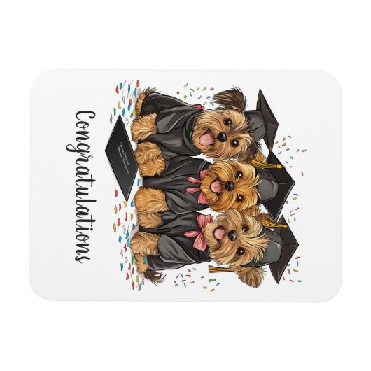 Gefeliciteerd Afstuderen Yorkshire Terrier Dogs Magneet (Horizontaal)