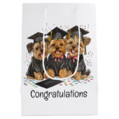 Gefeliciteerd Afstuderen Yorkshire Terrier Dogs Medium Cadeauzakje (Achterkant)