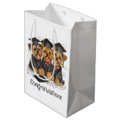 Gefeliciteerd Afstuderen Yorkshire Terrier Dogs Medium Cadeauzakje (Achterkant Gekanteld)