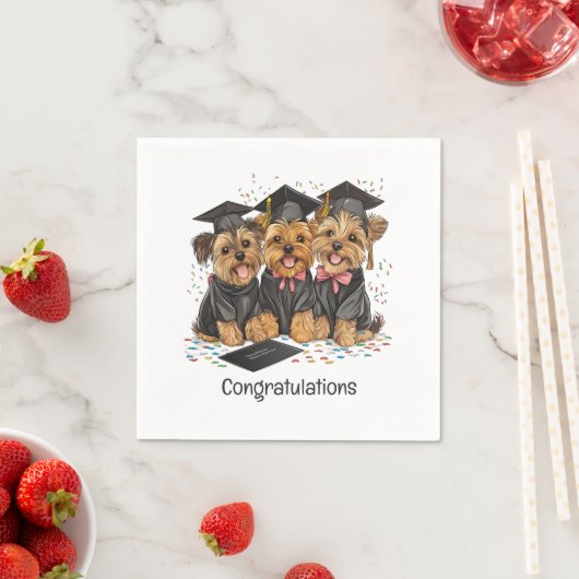 Gefeliciteerd Afstuderen Yorkshire Terrier Dogs Servet (Insitu)
