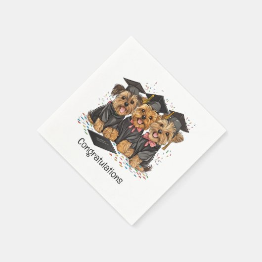 Gefeliciteerd Afstuderen Yorkshire Terrier Dogs Servet (Hoek)