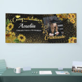 Gefeliciteerd Afstuderen zonnebloem Gold Foto 23 Spandoek (Beurs)