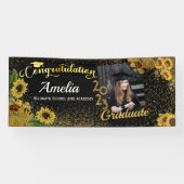 Gefeliciteerd Afstuderen zonnebloem Gold Foto 23 Spandoek (Horizontaal)