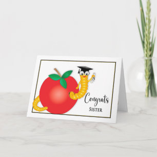 Gefeliciteerd Afstuderen zuster Bookworm Diploma Kaart