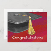 Gefeliciteerd, Afstuderen zwart en rood Briefkaart (Voorkant / Achterkant)
