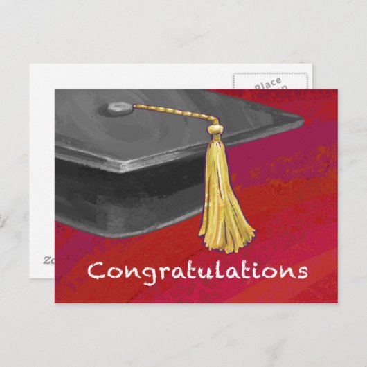 Gefeliciteerd, Afstuderen zwart en rood Briefkaart (Voorkant / Achterkant)
