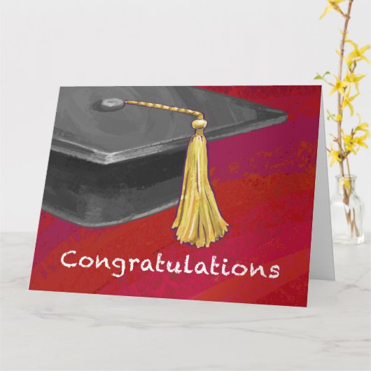 Gefeliciteerd, Afstuderen zwart en rood Kaart (Gele Bloem)