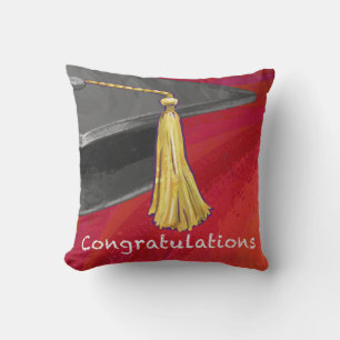 Gefeliciteerd, Afstuderen zwart en rood Kussen