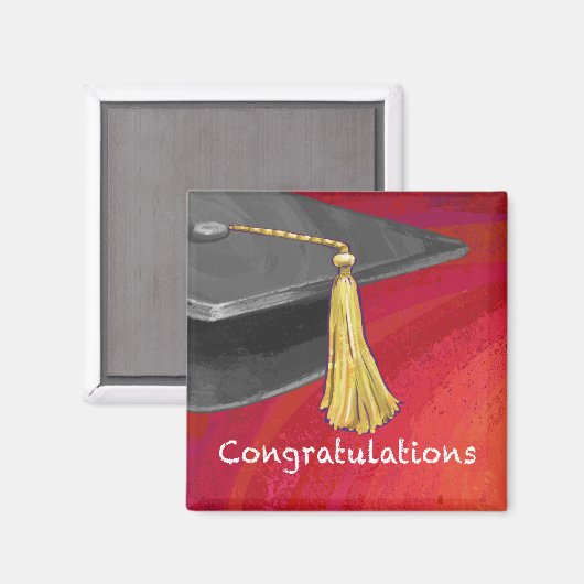 Gefeliciteerd, Afstuderen zwart en rood Magneet (Voorkant / Achterkant)