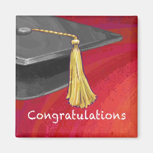 Gefeliciteerd, Afstuderen zwart en rood Magneet (Voorkant)