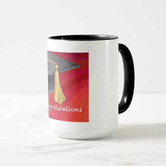 Gefeliciteerd, Afstuderen zwart en rood Mok (Voorkant rechts)