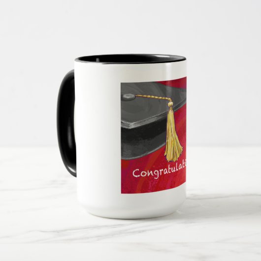 Gefeliciteerd, Afstuderen zwart en rood Mok (Voorkant links)