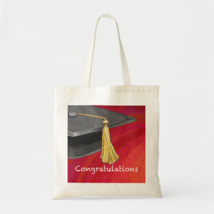 Gefeliciteerd, Afstuderen zwart en rood Tote Bag