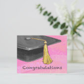 Gefeliciteerd Afstuderen zwart en roze Briefkaart (Staand voorkant)