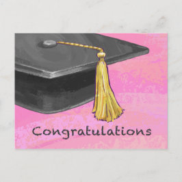 Gefeliciteerd Afstuderen zwart en roze Briefkaart