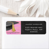 Gefeliciteerd Afstuderen zwart en roze Etiket (Insitu)