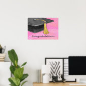 Gefeliciteerd Afstuderen zwart en roze Poster (Thuiskantoor)