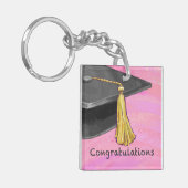 Gefeliciteerd Afstuderen zwart en roze Sleutelhanger (Voorkant Links)