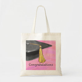 Gefeliciteerd Afstuderen zwart en roze Tote Bag
