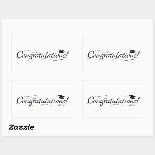 Gefeliciteerd Afstuderen Zwart & Goud Rechthoekige Sticker (Vel)